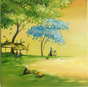 Tranh sơn dầu Đường Làng