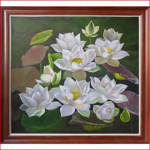 Tranh sơn dầu Hoa Sen Trắng